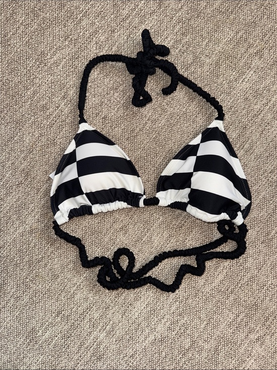 aerie Other - aerie Black and White Striped Triangle Bikini Top
